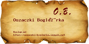 Oszaczki Boglárka névjegykártya